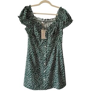 RIHOAS Green and White Floral Mini Dress